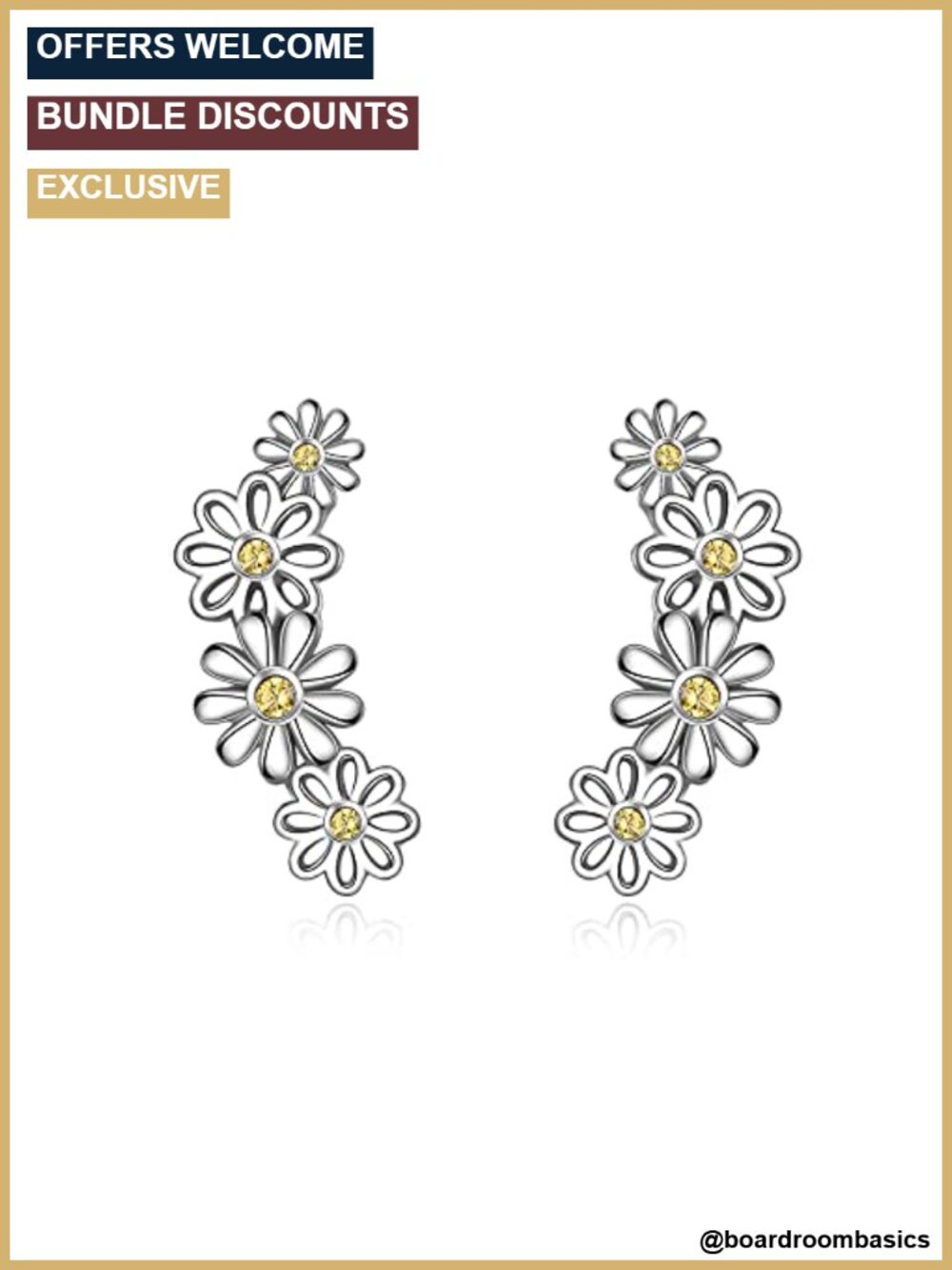 925 Sterling Silver Ear Climber Earrings CZ Paw Daisy Leaf Crawler Cuff